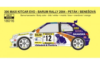 Decal – Peugeot 306 Maxi KitCar EVO - Barum Rally 2004 - Peták / Benešová 1/18